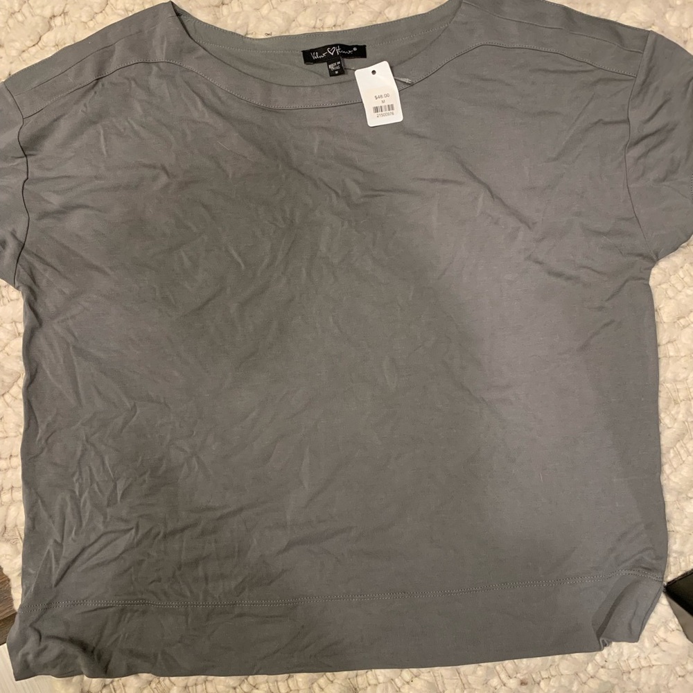 Soft, silky, slouchy gray top